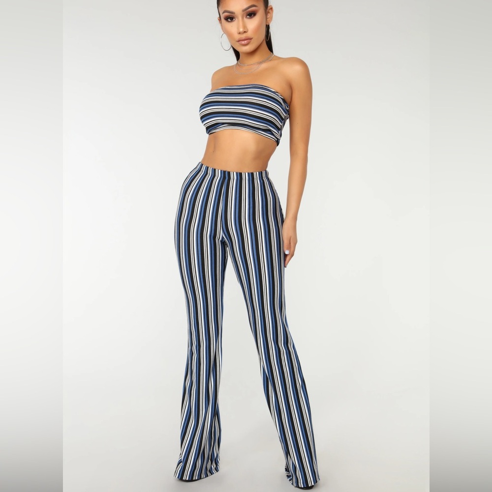 Striped Tube Top and Pants Set